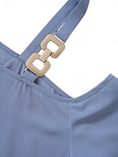 preiswerte Damen Einfache Oberteile-Damen Hemd Bluse Glatt Stilvoll Brautkleider schlicht 3/4 Ärmel kalte Schulter Normale Oberteile Täglich Patchwork Schwarz Blau Sommer Frühling