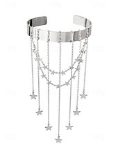 billiga Damarmband-dammanschettarmband i guldkedja – eleganta justerbara överarmssmycken med strass tofsar och dingelkedjor för fester och speciella tillfällen