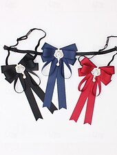 baratos Lenços Femininos-gravata borboleta elegante bordô com pingente de joia – acessório feminino estilo vitoriano para eventos formais, casamentos e cosplay