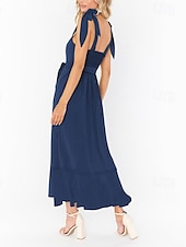 cheap White Graduation Dresses-Women&#039;s Long Dress Maxi Dress Graduation Dress A Line Dress Summer Dress Cami Dress Elegant Stylish Vacation Daily Date Regular Fit Plain Sleeveless Square Neck Black White Light Green Pink Summer