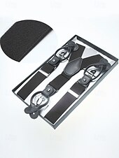 billiga Herrslipsar &amp;amp; flugor-elastiska justerbara hängslen för män – mångsidig design med y-rygg med läderöglor och clip-on alternativ, lämplig för högtidlig klädsel, bröllop eller affärskläder