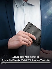 お買い得  ウォレット-男性用 RFID ブロック ウォレット - プレミアム牛革、スリムなデザイン、複数のカード スロット、現金用コンパートメント付き、旅行や日常使用に最適、カラー ブラック オレンジ