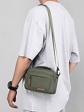 economico Borselli da uomo-borsa a tracolla in nylon impermeabile con più scomparti con cerniera, borsa a tracolla leggera per uomo, perfetta per viaggi, lavoro e attività all&#039;aperto, verde militare, blu scuro