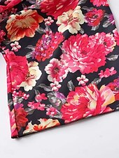 voordelige Casual bloemenjurken-Dames Mini-jurk Casual jurk A lijn jurk Stijlvol Casual Vakantie Dagelijks Normale pasvorm Bloemig 3/4 mouw V-hals Zwart Rood Zomer Lente
