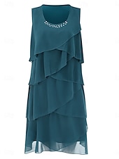 preiswerte Chiffonkleider-Damen kleid lang Chiffon-Kleid Elegant Stilvoll Urlaub Täglich Lockere Passform Glatt Ärmellos Rundhalsausschnitt Rote Marineblau Grün Khaki Sommer Frühling