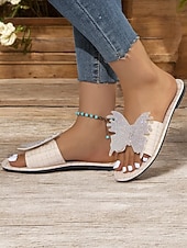 economico Infradito da Vacanza-sandali da donna con farfalla e strass blu – eleganti calzature estive per la spiaggia, le vacanze e gli outfit casual