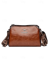 cheap Crossbody Bags-Women&#039;s Vintage Faux Leather Crossbody Shoulder Bag – Elegant and Compact Design with Adjustable Strap, Perfect for Daily Use, Travel, and Casual Outings Black White Brown