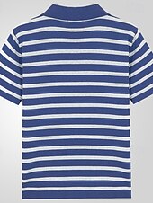 olcso Férfi sportpóló-Férfi Csík Button Up Polos Rugby Polo Golfing Rövid ujjú Pólóingek Hajtóka Divat 3D mintás Modern Hétköznapi Sport Szabadság Nyár Medence