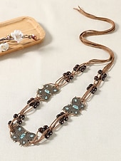cheap Women&#039;s Belt-Boho Faux Leather Belt with Turquoise Pendant and Tassels – Adjustable Decorative Waist Accessory for Women, Perfect for Dresses, Festivals and Casual Outfits