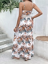 ieftine Rochii florale elegante-Pentru femei Rochie Maxi Rochie A line Rochie florala Rochie de vară Rochie cami Elegant Stilat Vacanță Zilnic Dată Fit regulat Floral Fără manșon În V Alb Vară