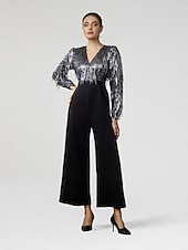 economico Jumpsuits-tuta a gamba larga con frange di paillettes