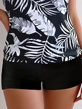 abordables Tankinis-Femme Maillots de Bain Bikinis 2 pièces Jambe de garçon Maillot de bain Dos Nu Mince Vacances Tenues de plage Graphic Col en U Sans Manches Maillots de bain