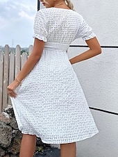 economico Vestiti-Per donna Abito Lungo Maxi Abito Abiti ispirati al lino Abito Bianco Vestito Casual Elegante Casual Boho Vacanza Quotidiano Data Vestibilità regolare Semplice Senza Maniche Scollo a V Bianco Estate