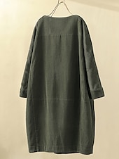 olcso design pamut és len ruhák-Női Extra méret Mini ruha Vászon ihletésű ruhák hétköznapi ruha Alkalmi Napi Előírásos öltözék Háromnegyedes Terített nyak Fekete Rozsdás vörös Rubin Medence Tavasz Ősz