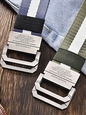 billiga Herrbälten-justerbart nyloncanvasbälte med randig design och metallspänne, slitstarkt vardagsbälte för män och kvinnor, perfekt för utomhusaktiviteter, sport och vardagskläder