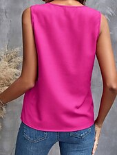cheap Tank Tops &amp; Camis-Women&#039;s Camisole Tank Top Solid Color Stylish Casual Sleeveless V Neck Regular Tops Daily Ruffle Pink Green Beige Summer Spring Fall