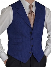 cheap Men&#039;s Vest-Men&#039;s Vest Gilet Vacation Business Daily Date Fashion Casual Spring &amp;  Fall Buttons Pocket Polyester Comfortable Plain Single Breasted One-button Lapel Regular Fit Black Red Burgundy Navy Blue Vest