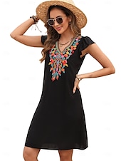 economico Abiti boho-San Valentino Per donna Normale Mini abito Abiti Boho Chic Abito linea A Abito boho Boemia Moda Classico Ad aletta Freddezza Da mare Feste Giornaliero Adattabile Fantasia geometrica Liscio Senza