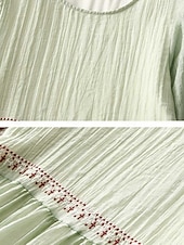 economico Vestiti-Per donna Abito maxi Abiti in cotone e lino Vestito Casual Vestito a ruota Abito lungo in cotone Essenziale Casual Vacanza Quotidiano Vestibilità regolare Floreale Mezza Manica Girocollo Bianco Verde