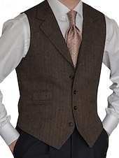 cheap Men&#039;s Vest-Men&#039;s Vest Gilet Vacation Business Daily Date Fashion Casual Spring &amp;  Fall Buttons Pocket Polyester Comfortable Plain Single Breasted One-button Lapel Regular Fit Black Red Burgundy Navy Blue Vest