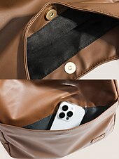 cheap Handbag &amp; Totes-Women&#039;s Faux Leather Hobo Shoulder Bag – Minimalist Casual Design for Daily Use and Work Color Black White Brown
