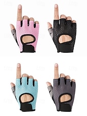 abordables Guantes de hombre-Guantes de ciclismo transpirables de medio dedo con agarre antideslizante: guantes deportivos ligeros y acolchados para hombres y mujeres, perfectos para andar en bicicleta, hacer ejercicio en el gimnasio y actividades al aire libre.