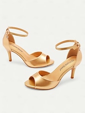 preiswerte Damensandalen-goldene Peep-Toe-Stilettos für Damen mit Fesselriemchen, elegantes Design für Hochzeiten, Partys und formelle Anlässe