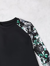 billiga Tankinis-Dam Badkläder Tankini 2 st Pojkeben Baddräkt Öppen rygg Hög midja Semester Standkläder Blommig Rund hals Långärmad Baddräkter