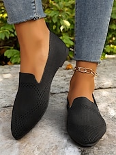 preiswerte Ballerinas für Damen-rosafarbene Slipper aus Strick für Damen mit atmungsaktivem Design – leicht und bequem für die Freizeit, die Arbeit und auf Reisen