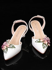 ieftine Semi-formal-Set de pantofi albi cu toc pisicuță cu ornamente florale de epocă și set clutch asortat pentru femei - ideal pentru nunți și ocazii formale