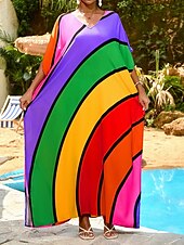 preiswerte Kaftane-Damen Badeanzug Zudecken Schwimm-Kleid Bademode Patchwork Urlaub Strandbekleidung Farbblock Rundhalsausschnitt Langarm Badeanzüge