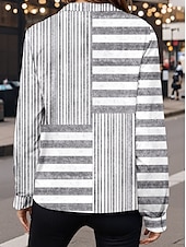 abordables Tops à Rayures et Géométriques pour Femmes-Femmes Chemise Graphique Occasionnel manche longue Col de chemise Hauts Réguliers Travail Quotidien Sortir Boutons Imprimé Rose Claire Gris Clair Printemps Automne Hiver