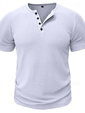  Per uomo Maglia Henley Canotta Muscolare Maglietta a Maglia a Coste Maglietta Maniche Corte Semplice Moda Designer Essenziale Henley Vacanza Streetwear Uscire Estate Verde scuro Maglietta Henley