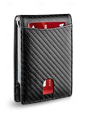お買い得  ウォレット-男性用 RFID ブロック ウォレット - プレミアム牛革、スリムなデザイン、複数のカード スロット、現金用コンパートメント付き、旅行や日常使用に最適、カラー ブラック オレンジ