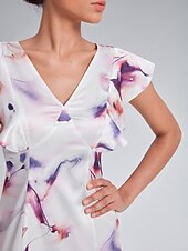 cheap Casual Dress-Flutter Sleeve Fitted Midi Dress