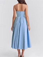 cheap Little White Dresses-Little White Dresses Boho Wedding Dresses A-Line Sweetheart Sleeveless Tea Length Jersey Bridal Suits Bridal Gowns With Pleats Solid Color