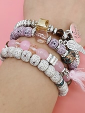 preiswerte Urlaubszubehör-Mehrlagiges Perlenarmband-Set im Boho-Stil für Damen – farbenfrohe Armbänder mit Quaste und Flügelanhänger für Freizeit und Strand.