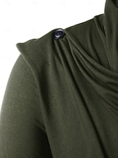 cheap Basic T shirts-men's retro knight solid heap collar long sleeve t-shirt casual loose asymmetrical punk pullover blouse tops army green