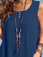 cheap Dresses-Women&#039;s Maxi Dress Linen-Inspired Dresses Casual Dress Stylish Basic Casual Vacation Daily Regular Fit Plain Sleeveless Crew Neck Black Red Blue Summer Spring