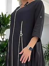 billige Kvinner svart kjole-Dame Lang kjole Maxikjole Uformell kjole Arbeidskjole Elegant Stilfull Fritid Feriereise Bryllupsgjest Arbeid Normal عادي 3/4 ermer V-hals Svart Sommer Vår Høst