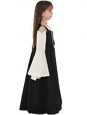 رخيصةأون فستان-عتيق / معتق العصور الوسطى عصر النهضة فساتين قميص تبرج الفايكينج ايرلندية الجان ملابس تنكرية للفتيات سيلتك عيد الرعب مهرجان ماردي غرا مناسب للحفلات أداء LARP للأطفال فستان