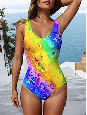 abordables Maillots de bain une pièce-Maillots de bain femmes maillot de bain une pièce imprimé papillon multicolore sans manches col rond tissu extensible mode plage été disponible en plusieurs tailles