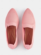 preiswerte Ballerinas für Damen-rosafarbene Slipper aus Strick für Damen mit atmungsaktivem Design – leicht und bequem für die Freizeit, die Arbeit und auf Reisen