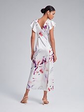 cheap Casual Dress-Flutter Sleeve Fitted Midi Dress