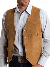 abordables Gilets-Homme Gilet Gilet en daim Vacances du quotidien Rendez-vous Mode Décontractées Printemps &amp; Automne Boutons Poche Polyester Confortable Plein Droit 1 bouton Col V Standard Noir Champagne Rouge