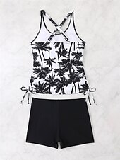 voordelige Tankini&#039;s-Dames Zwemkleding Bikini 2 stuks Jongen been Zwempak Blote rug Slank Vakantie Strand Kleding Grafisch U-hals Mouwloos Badpakken