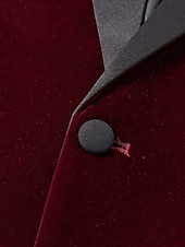 preiswerte Blazer-Herren Blazer-Jacke Smoking Vintage Party Samt Patchwork Einfarbig Blazer Burgunderrot Grün Weite Passform