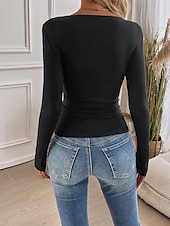 economico Top in Pizzo-Top in pizzo bianco elegante da donna camicetta di pizzo elegante solidale top regolari quotidiani maniche lunghe scollo a barca vestibilità regolare top romantici da indossare quotidianamente petite