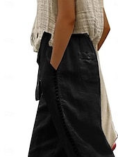 billige Straight-Leg Bukser-Dame Joggebukser kinesisk Mote Gatemote Ankel-lengde Høy Midje عادي Blonde Lomme Elastisk midje comfy Myk Bekvem Mikroelastisk utendørs Gate Svart Hvit Kakifarget Grå Sommer Normal