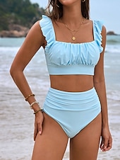 cheap 3 Pieces Bikini Set-Women&#039;s Swimwear Bikini Three Piece Cheeky Swimsuit Backless Slim Vacation Beach Wear Graphic U Neck Sleeveless Bathing Suits